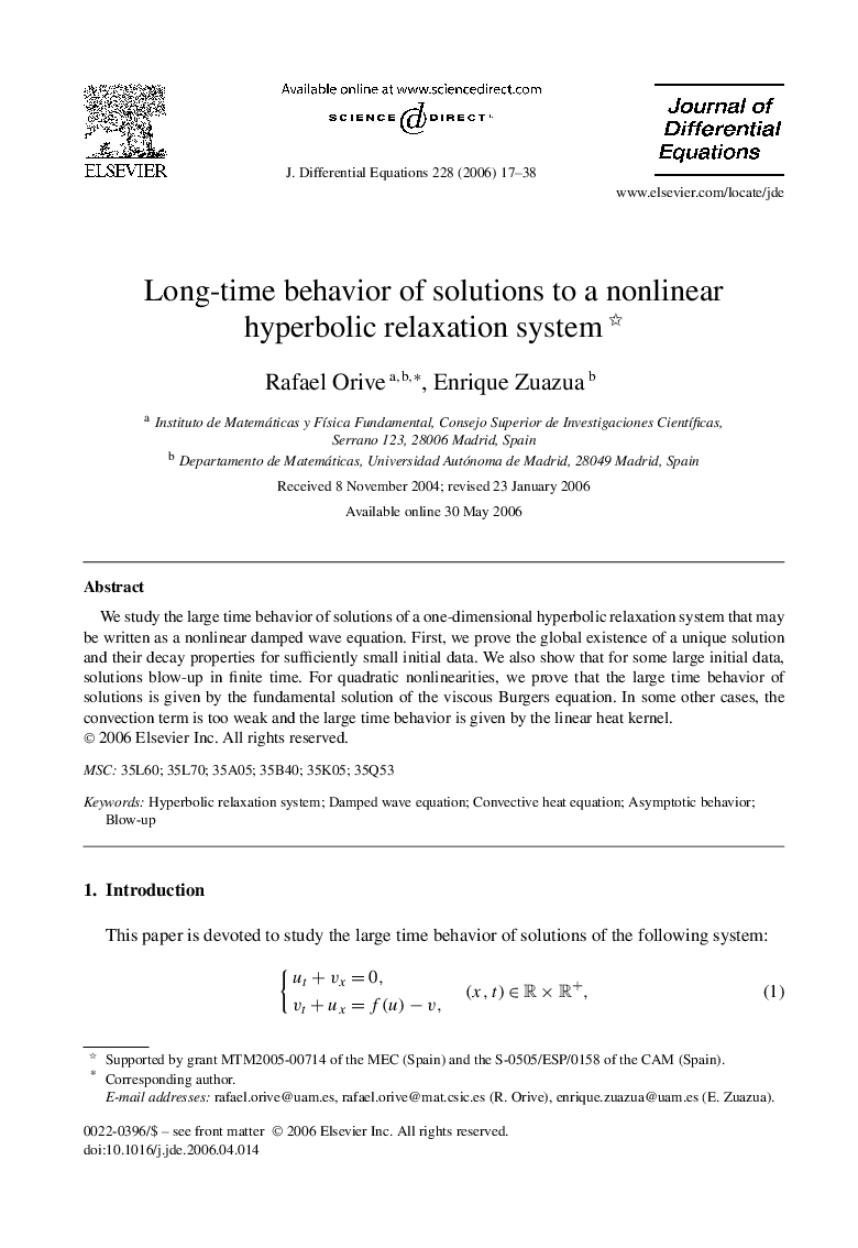 Long-time behavior of solutions to a nonlinear hyperbolic relaxation system 