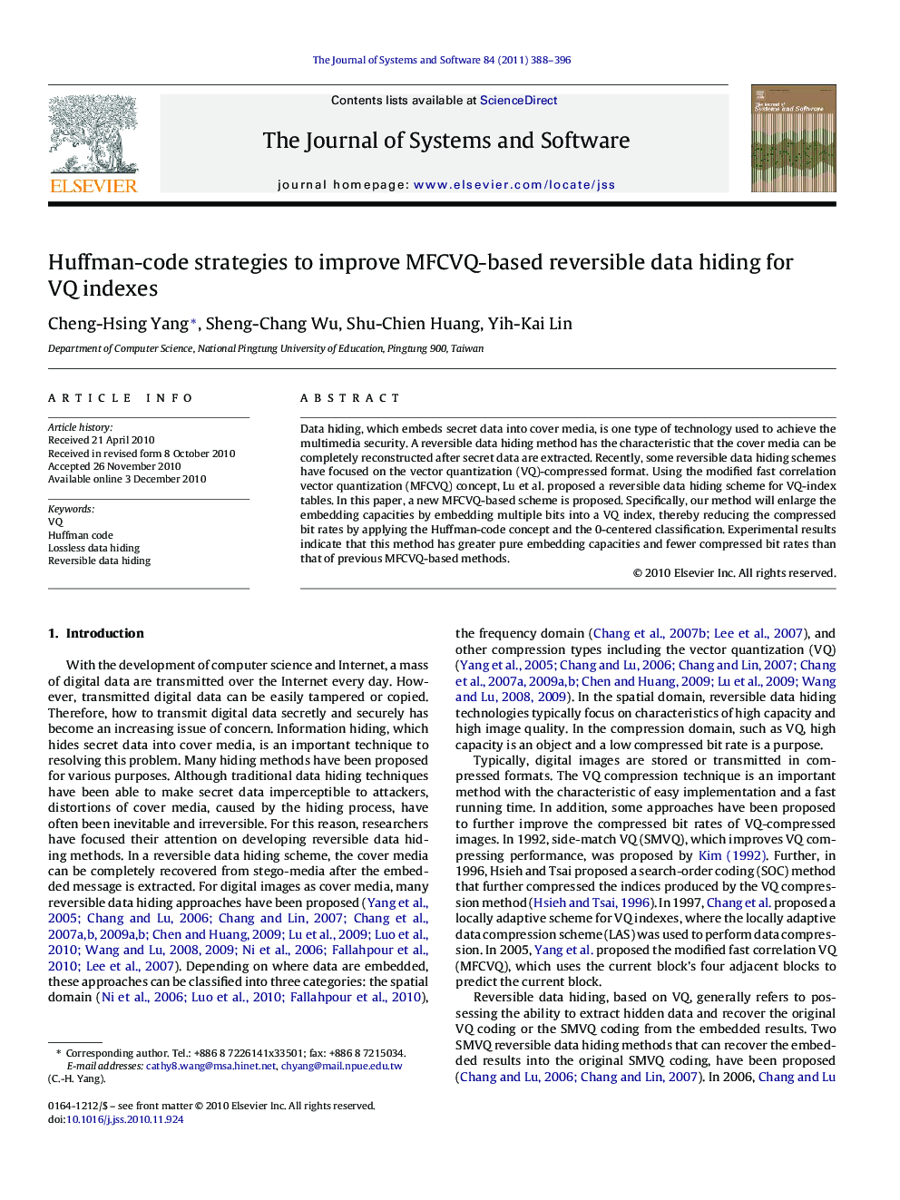 Huffman-code strategies to improve MFCVQ-based reversible data hiding for VQ indexes