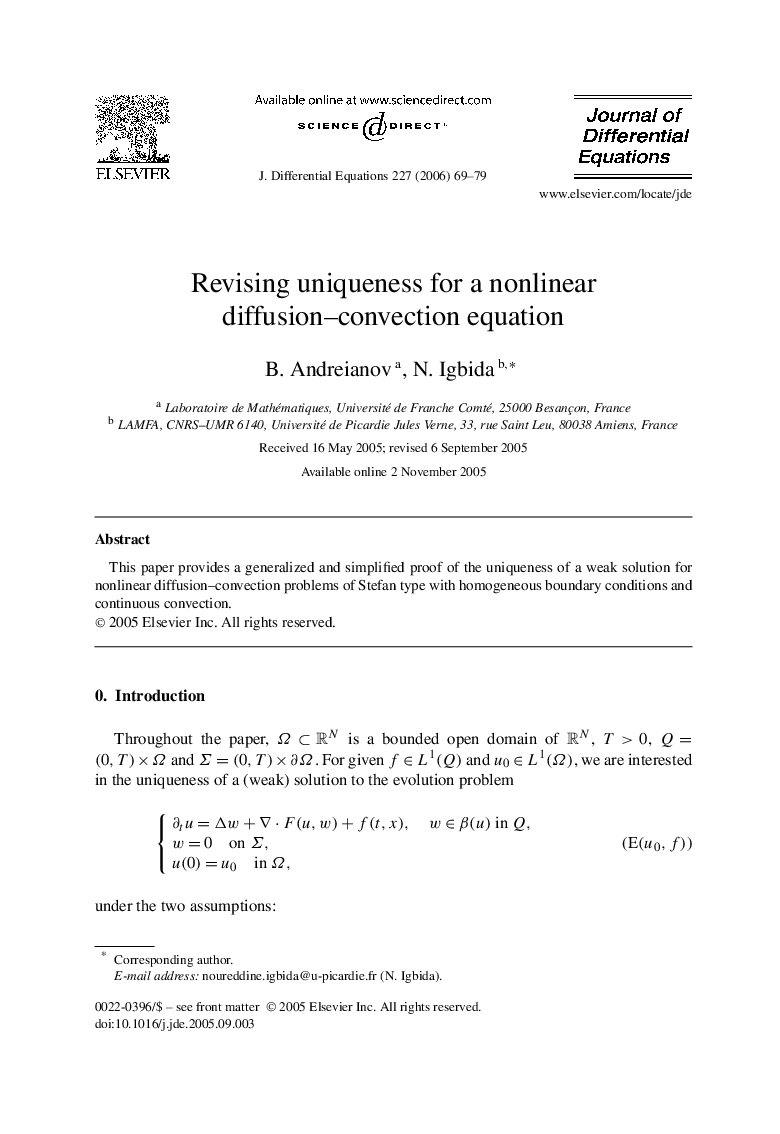 Revising uniqueness for a nonlinear diffusion–convection equation