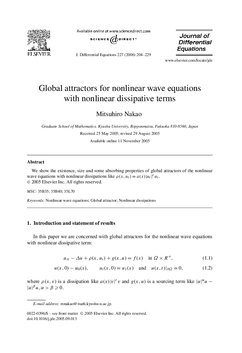 Global attractors for nonlinear wave equations with nonlinear dissipative terms