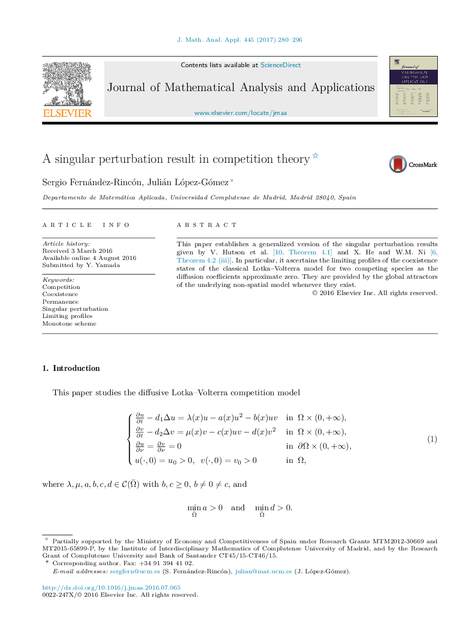 A singular perturbation result in competition theory 