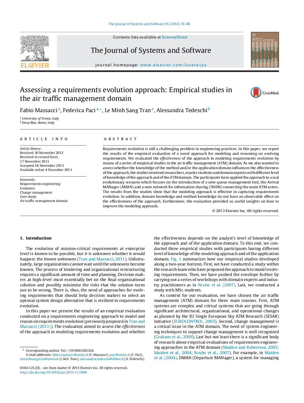 Assessing a requirements evolution approach: Empirical studies in the air traffic management domain