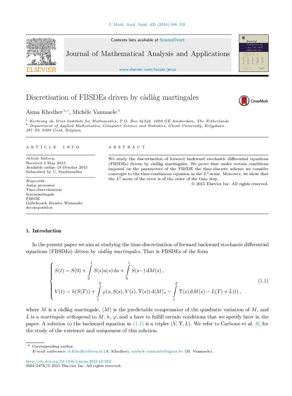 Discretisation of FBSDEs driven by càdlàg martingales