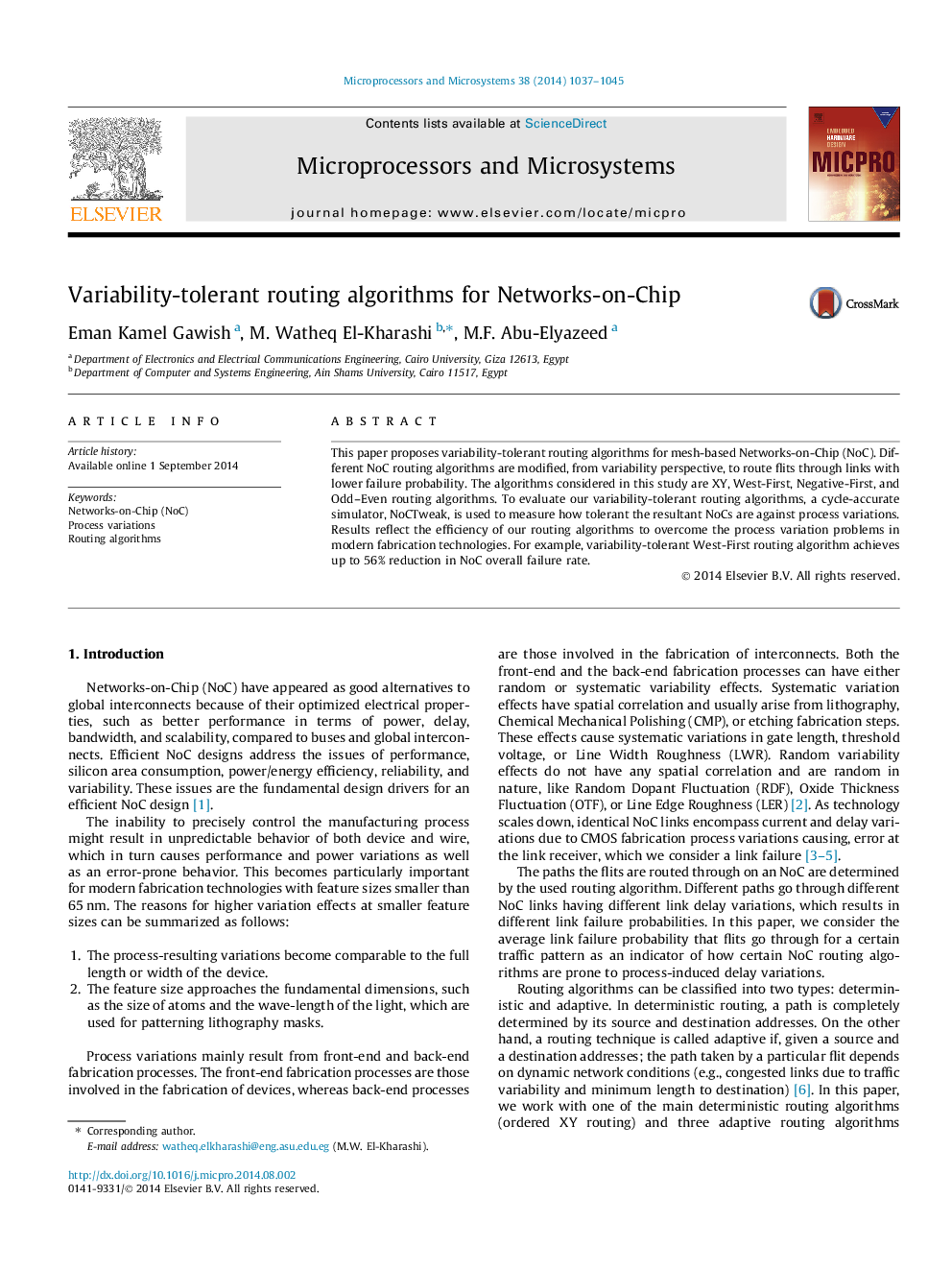 Variability-tolerant routing algorithms for Networks-on-Chip