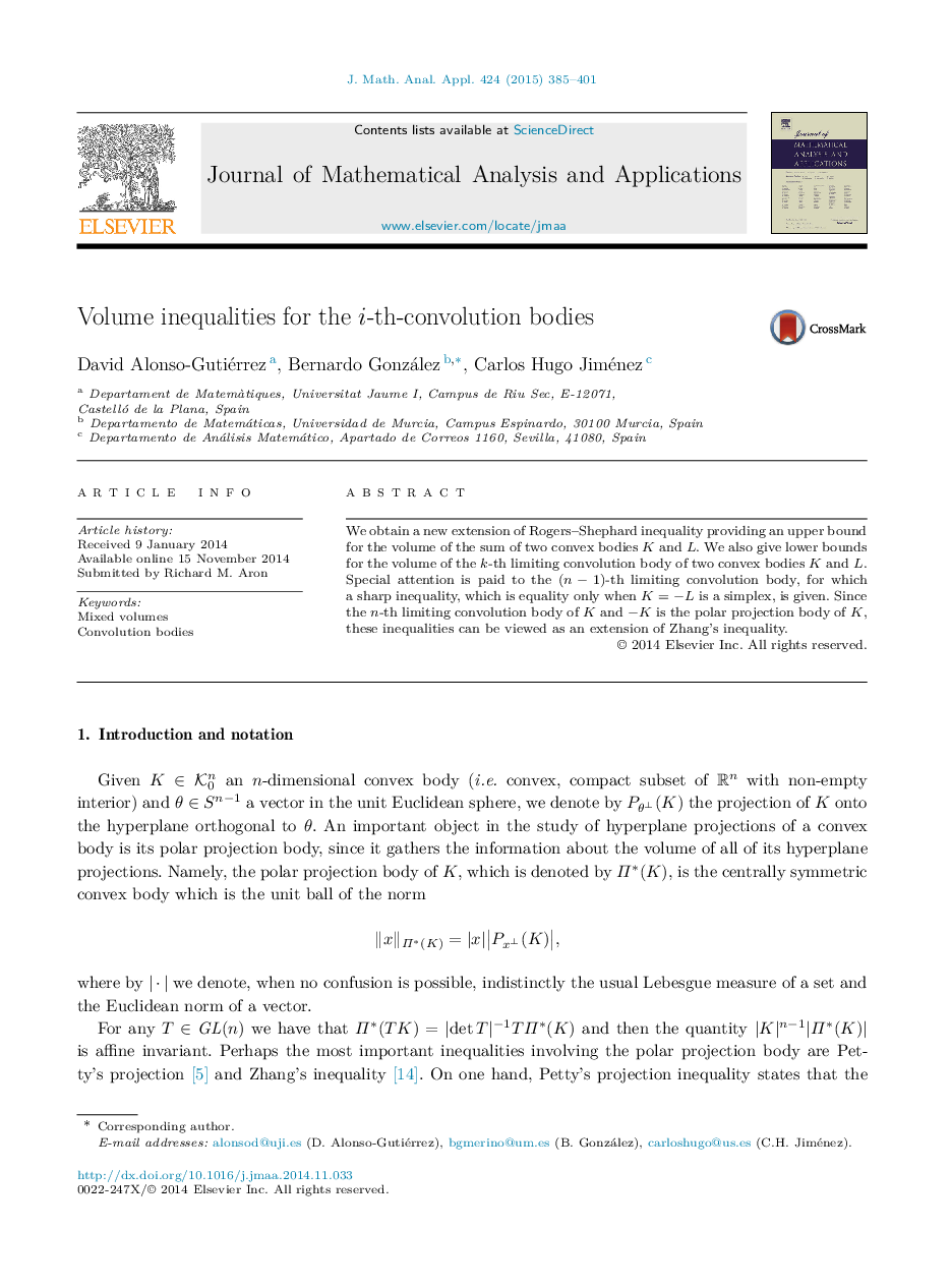 Volume inequalities for the i-th-convolution bodies