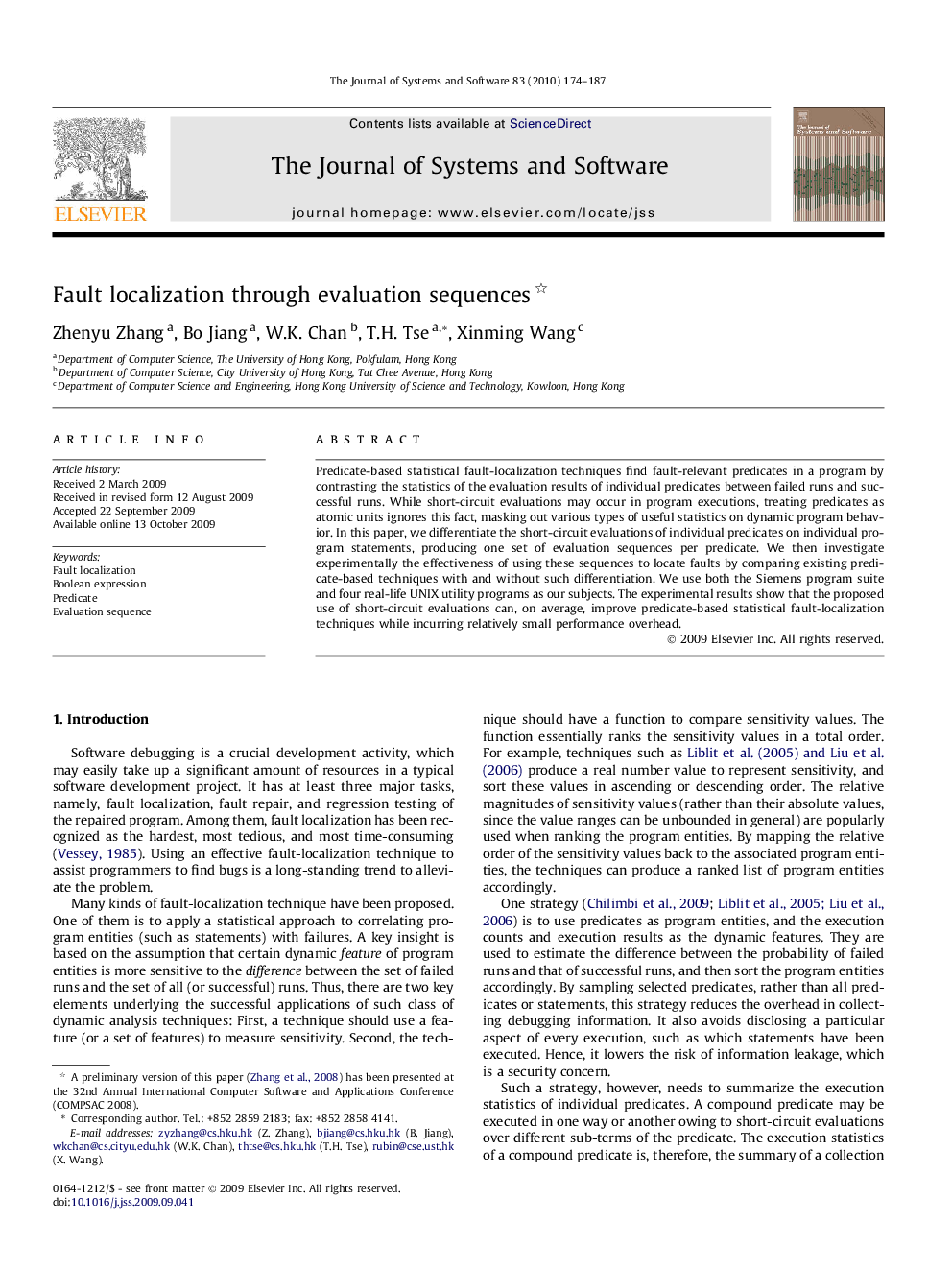 Fault localization through evaluation sequences 