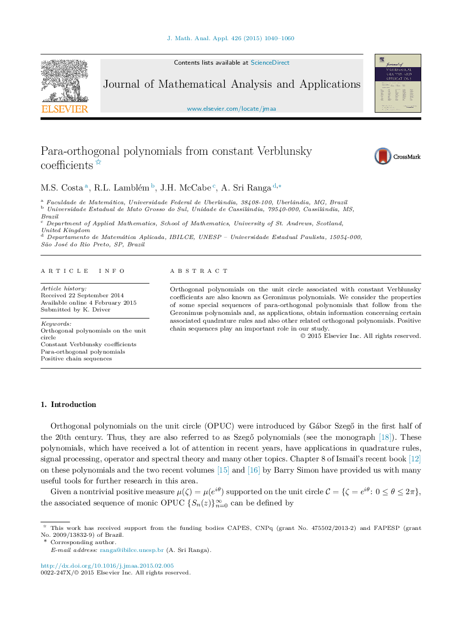 Para-orthogonal polynomials from constant Verblunsky coefficients 