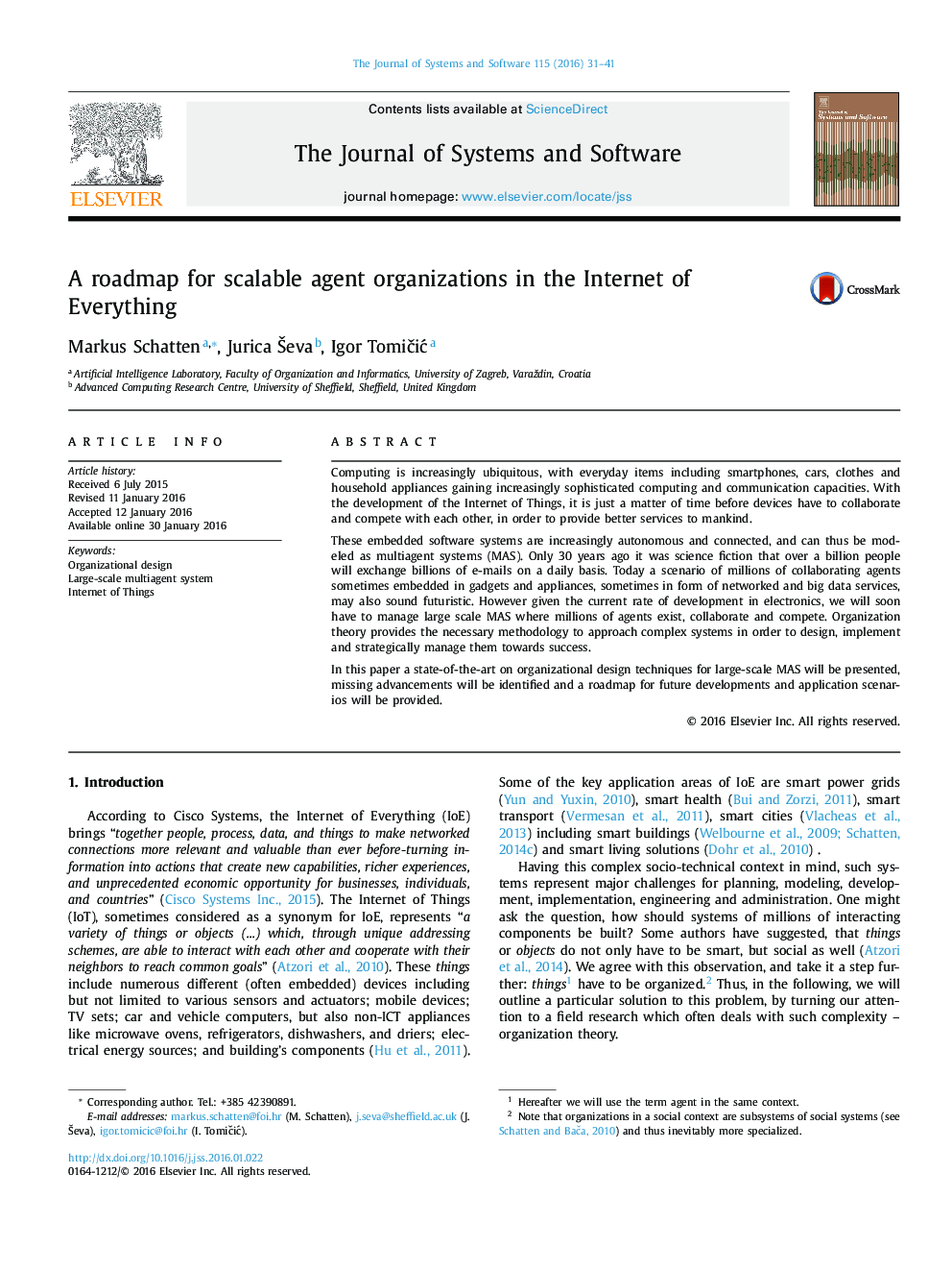 A roadmap for scalable agent organizations in the Internet of Everything