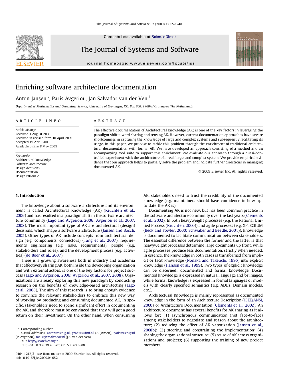 Enriching software architecture documentation