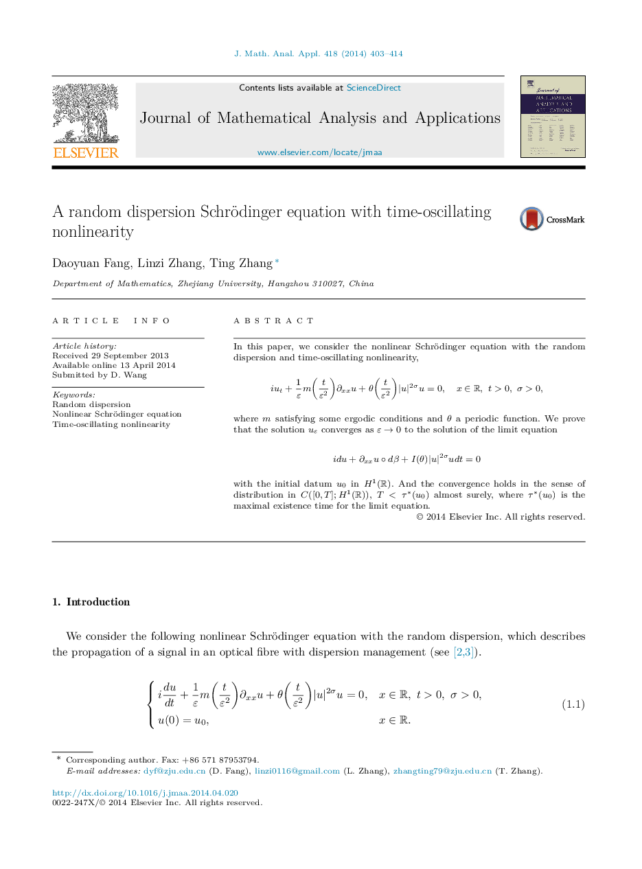 A random dispersion Schrödinger equation with time-oscillating nonlinearity