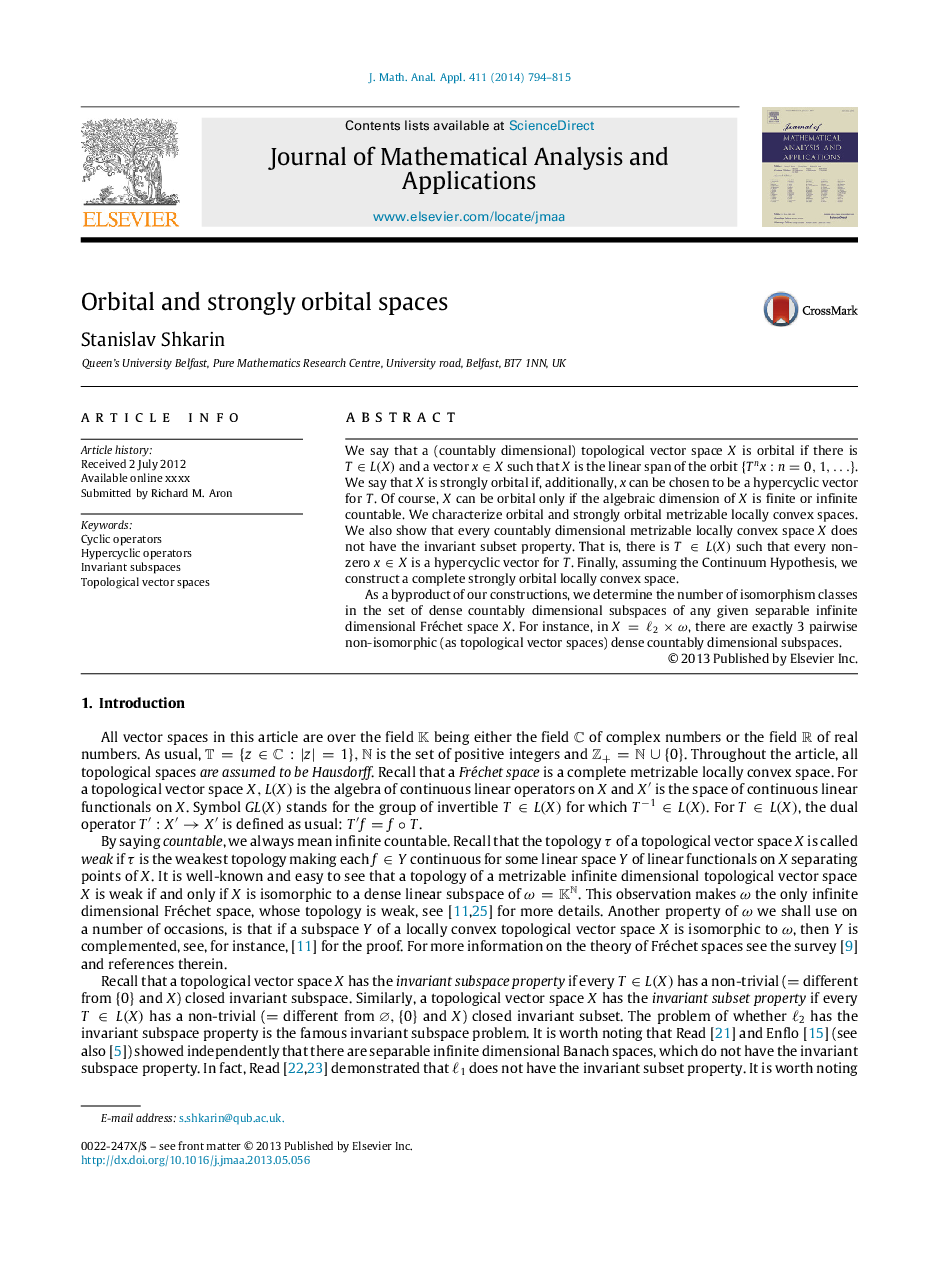 Orbital and strongly orbital spaces