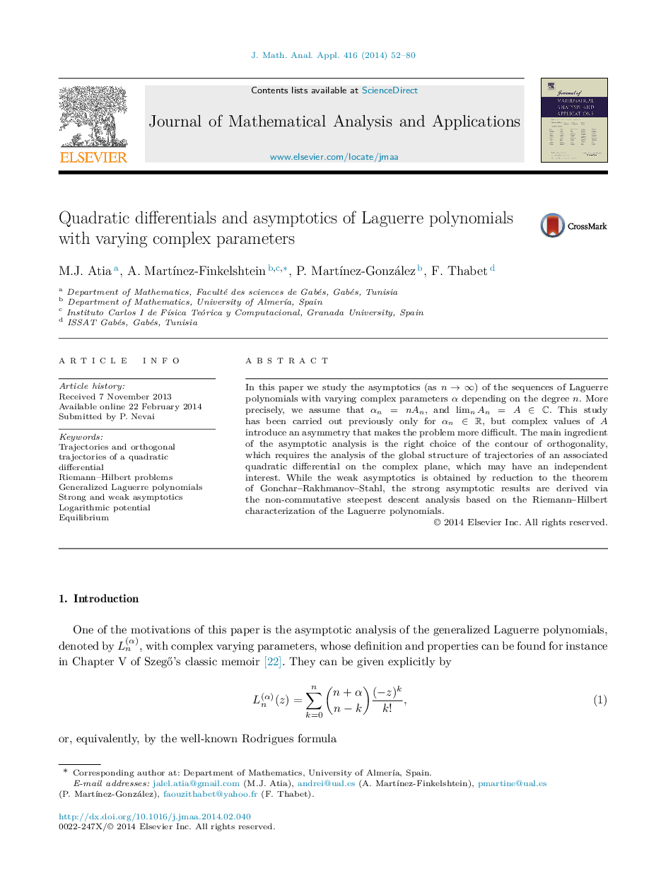 Quadratic differentials and asymptotics of Laguerre polynomials with varying complex parameters