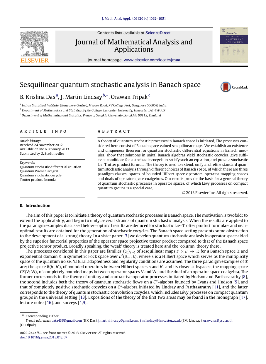 Sesquilinear quantum stochastic analysis in Banach space