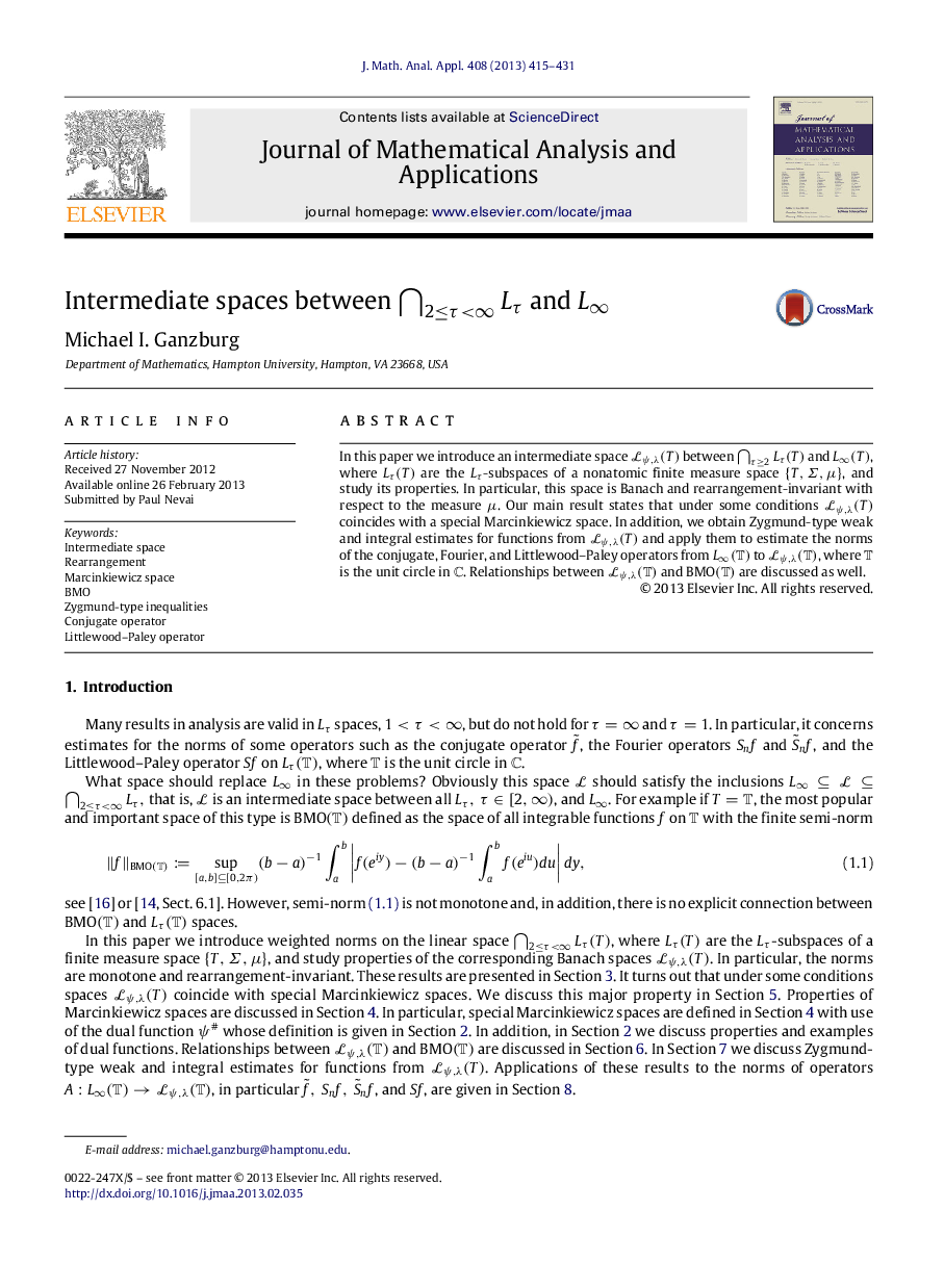 Intermediate spaces between ⋂2≤τ<∞Lτ⋂2≤τ<∞Lτ and L∞L∞