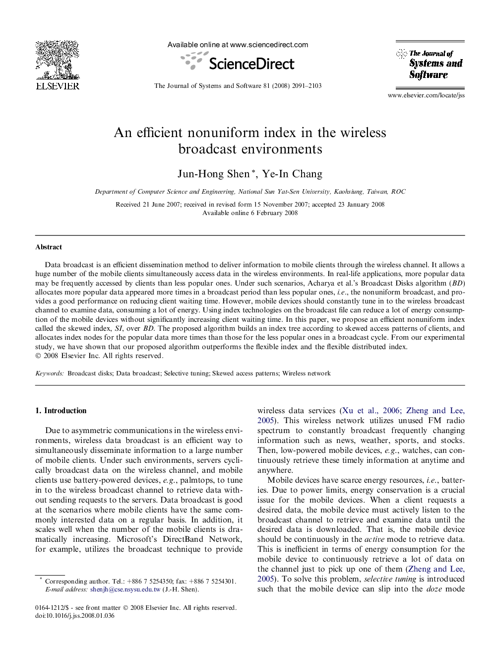 An efficient nonuniform index in the wireless broadcast environments