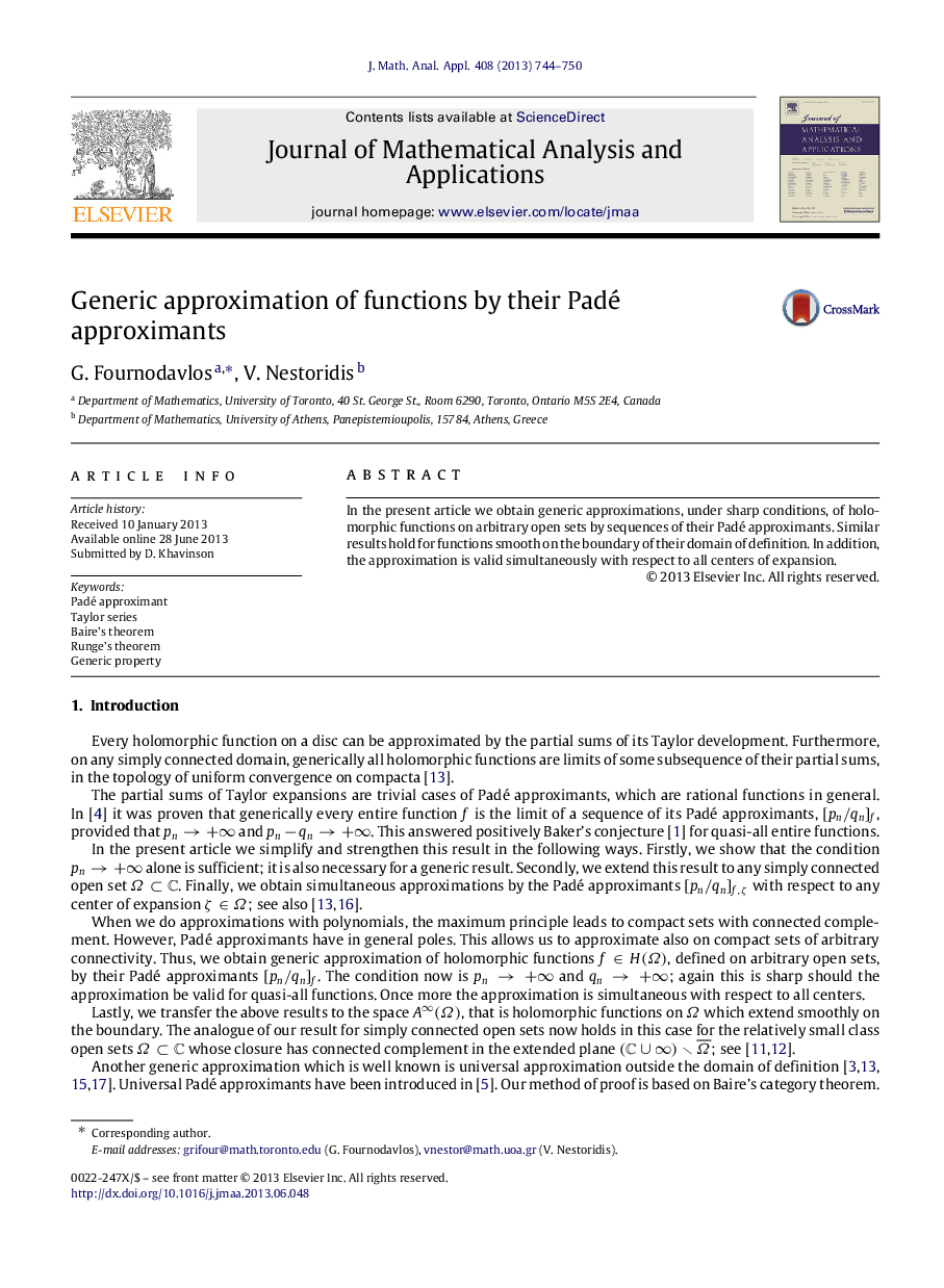 Generic approximation of functions by their Padé approximants