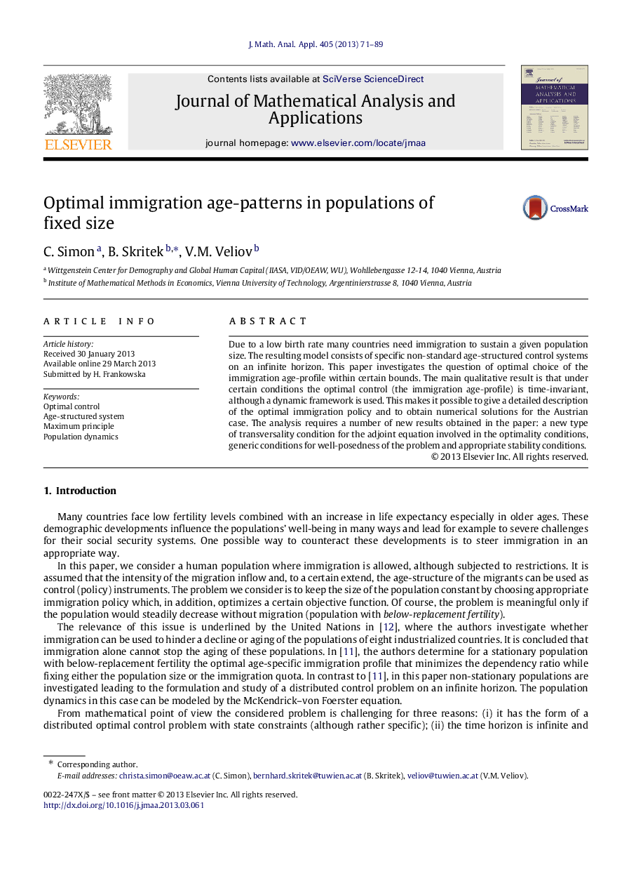 Optimal immigration age-patterns in populations of fixed size