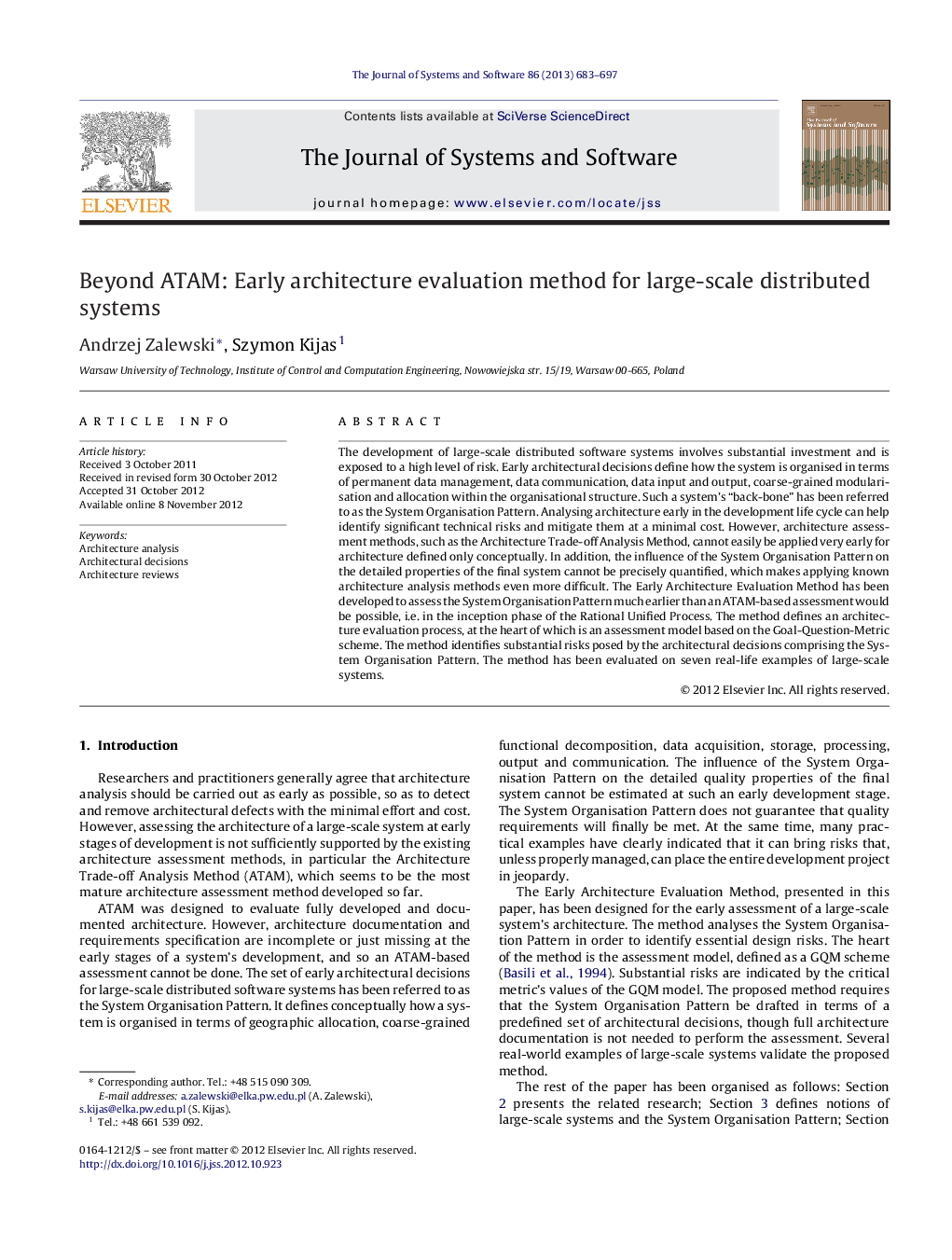 Beyond ATAM: Early architecture evaluation method for large-scale distributed systems