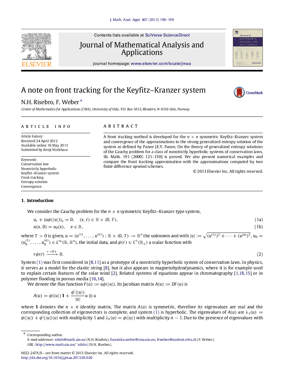 A note on front tracking for the Keyfitz–Kranzer system