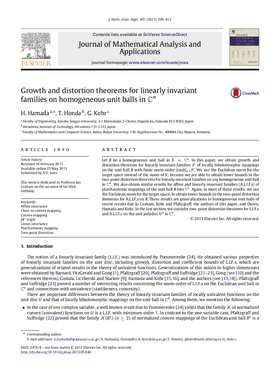 Growth and distortion theorems for linearly invariant families on homogeneous unit balls in CnCn