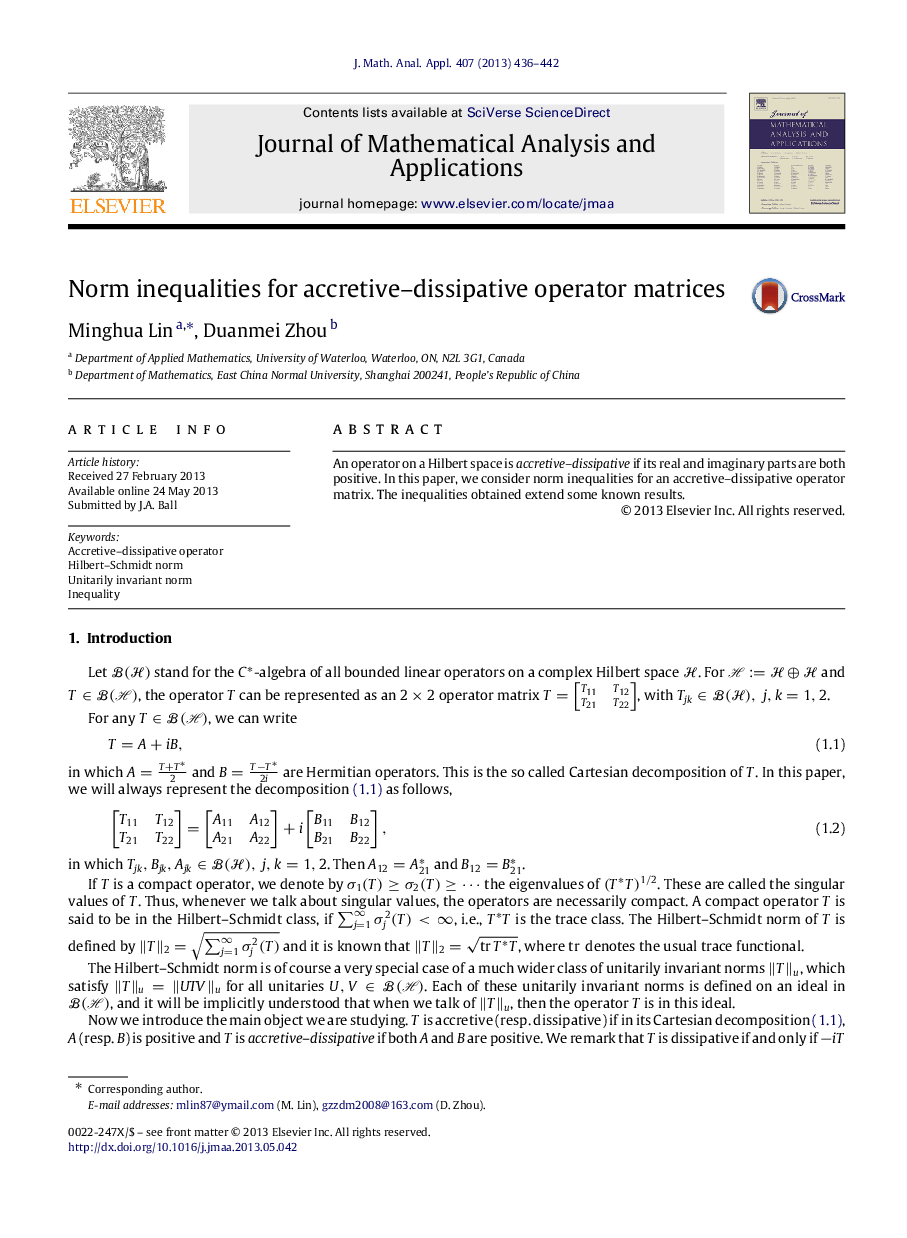 Norm inequalities for accretive–dissipative operator matrices