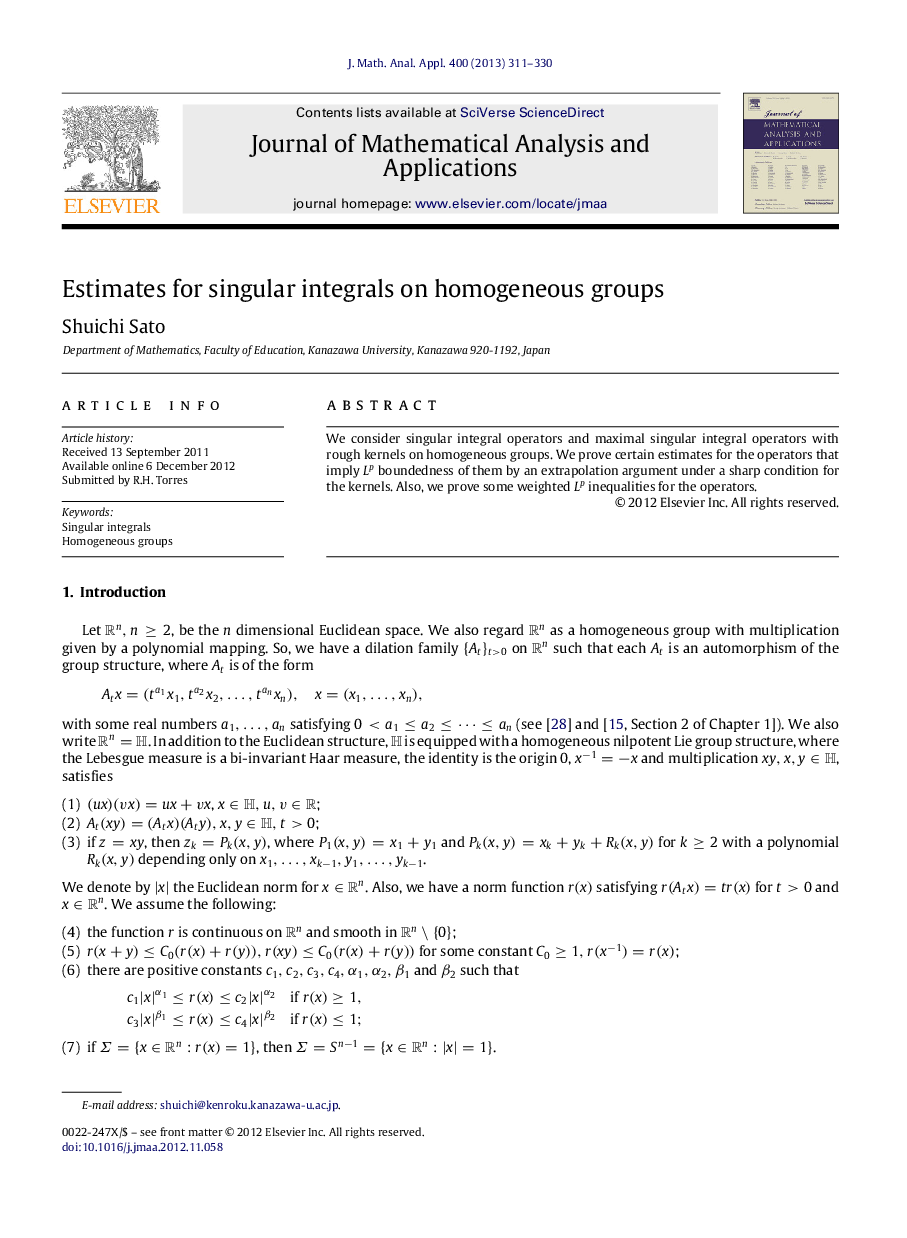 Estimates for singular integrals on homogeneous groups