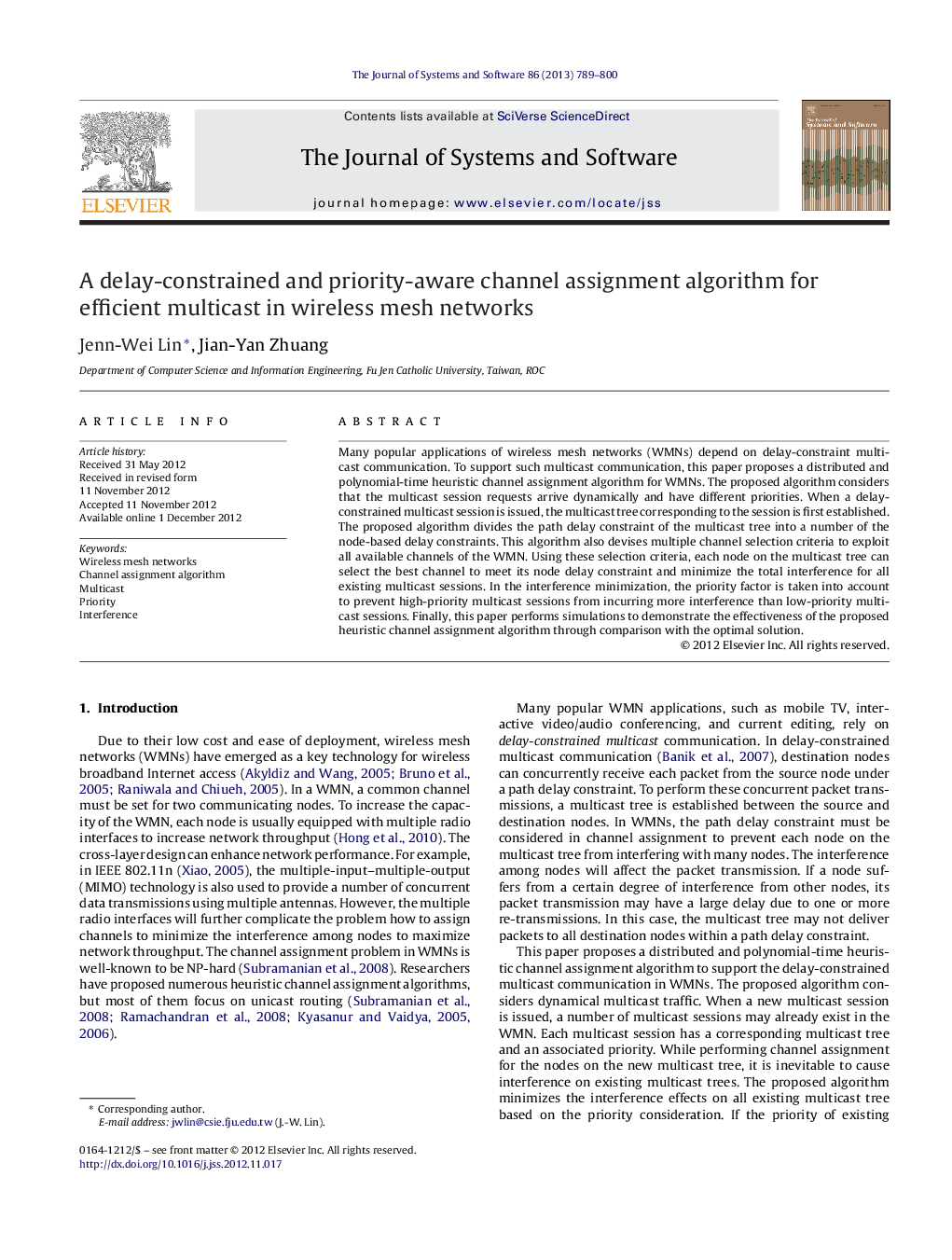 A delay-constrained and priority-aware channel assignment algorithm for efficient multicast in wireless mesh networks