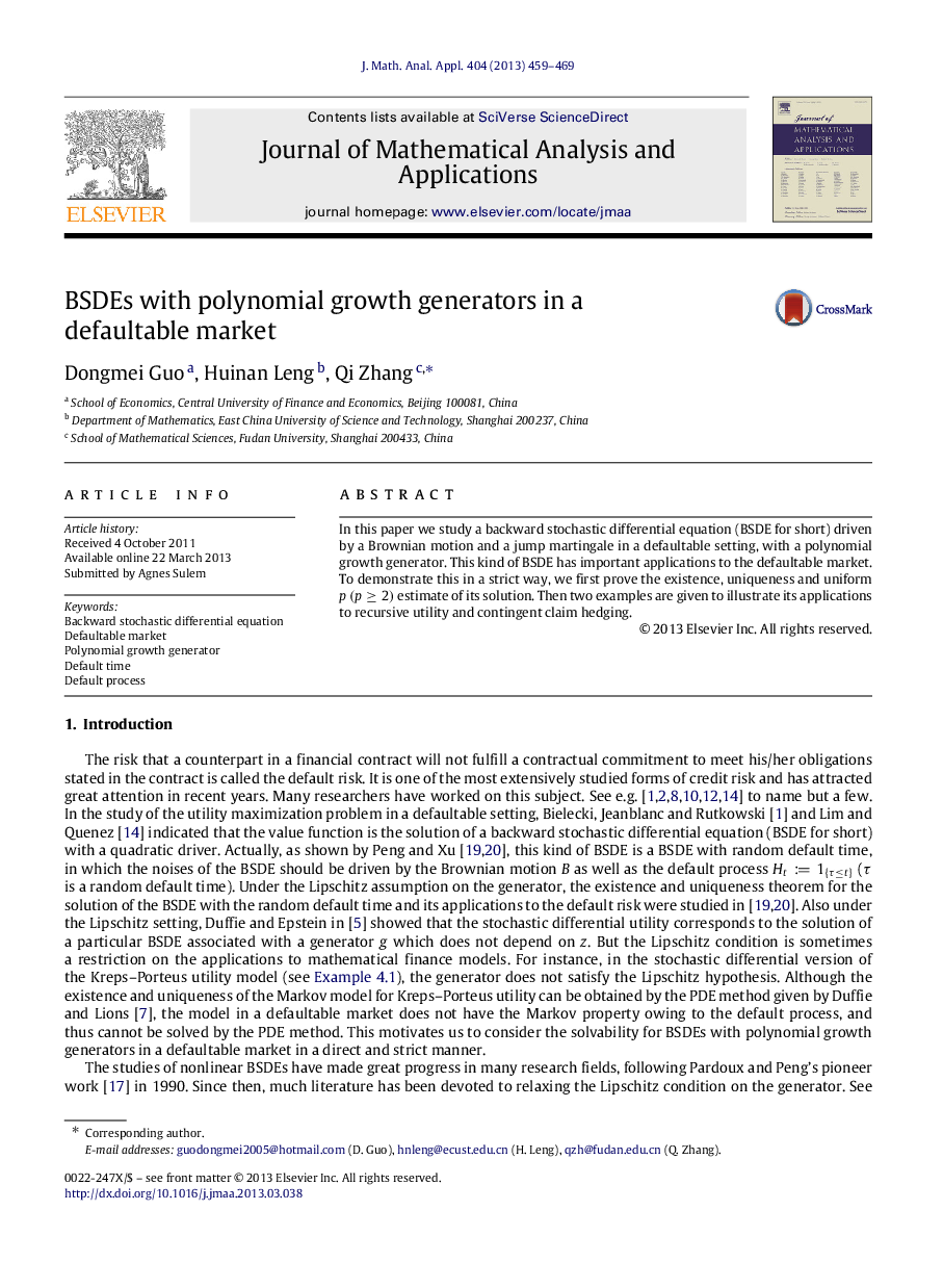 BSDEs with polynomial growth generators in a defaultable market