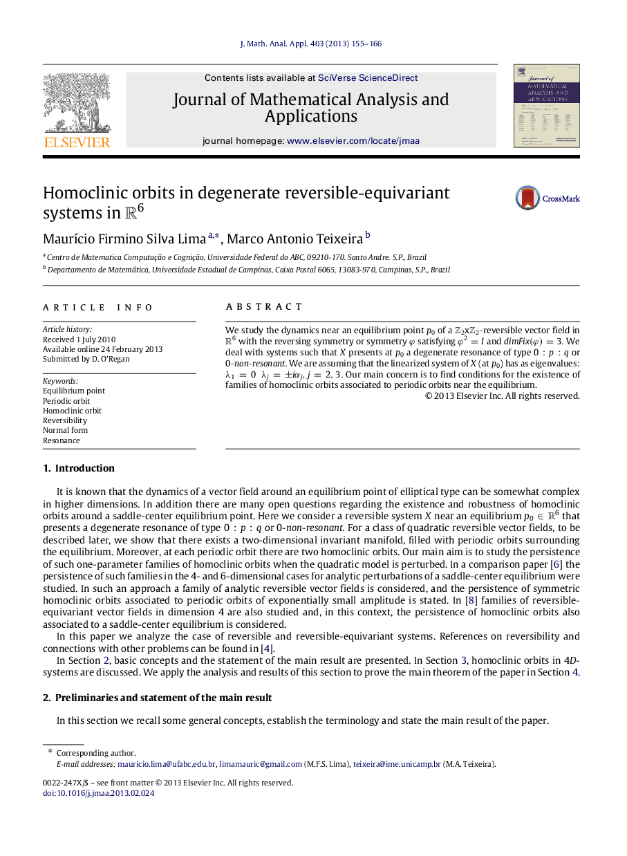 Homoclinic orbits in degenerate reversible-equivariant systems in R6R6