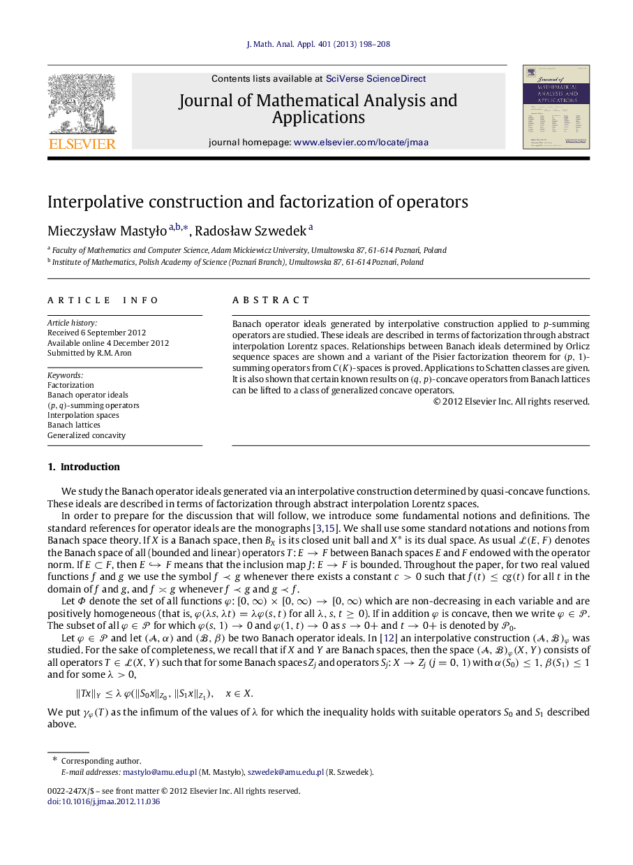 Interpolative construction and factorization of operators