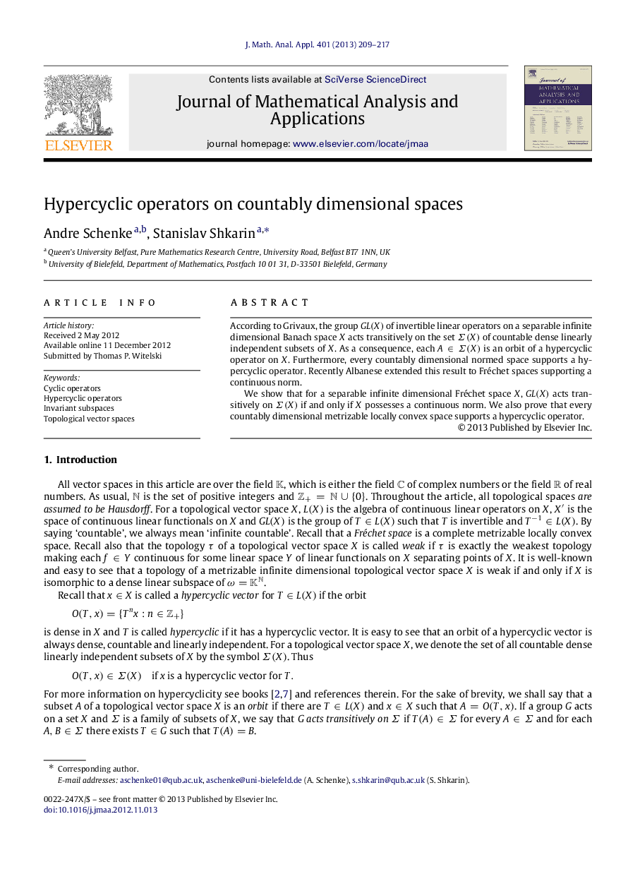 Hypercyclic operators on countably dimensional spaces