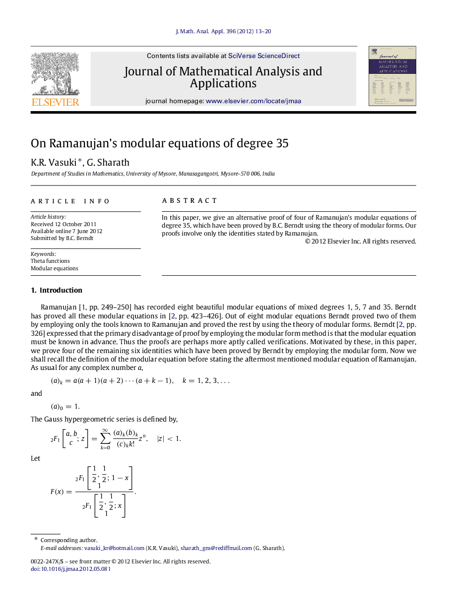 On Ramanujan’s modular equations of degree 35