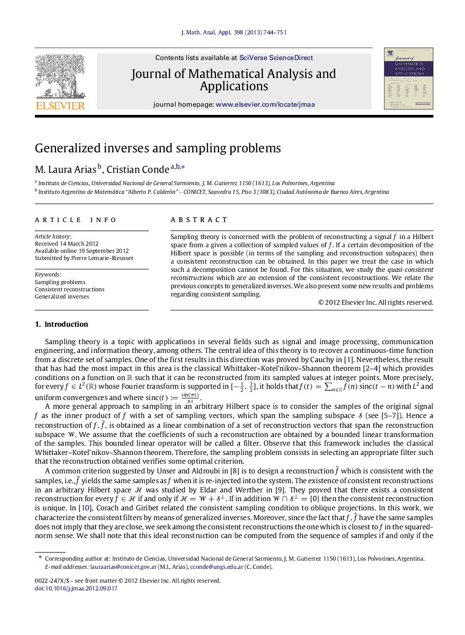 Generalized inverses and sampling problems