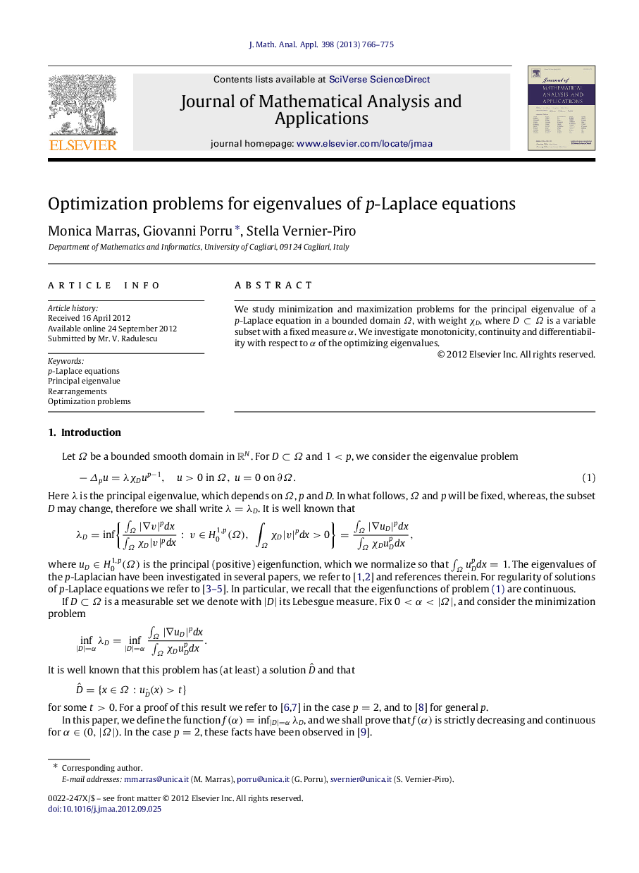 Optimization problems for eigenvalues of p-Laplace equations