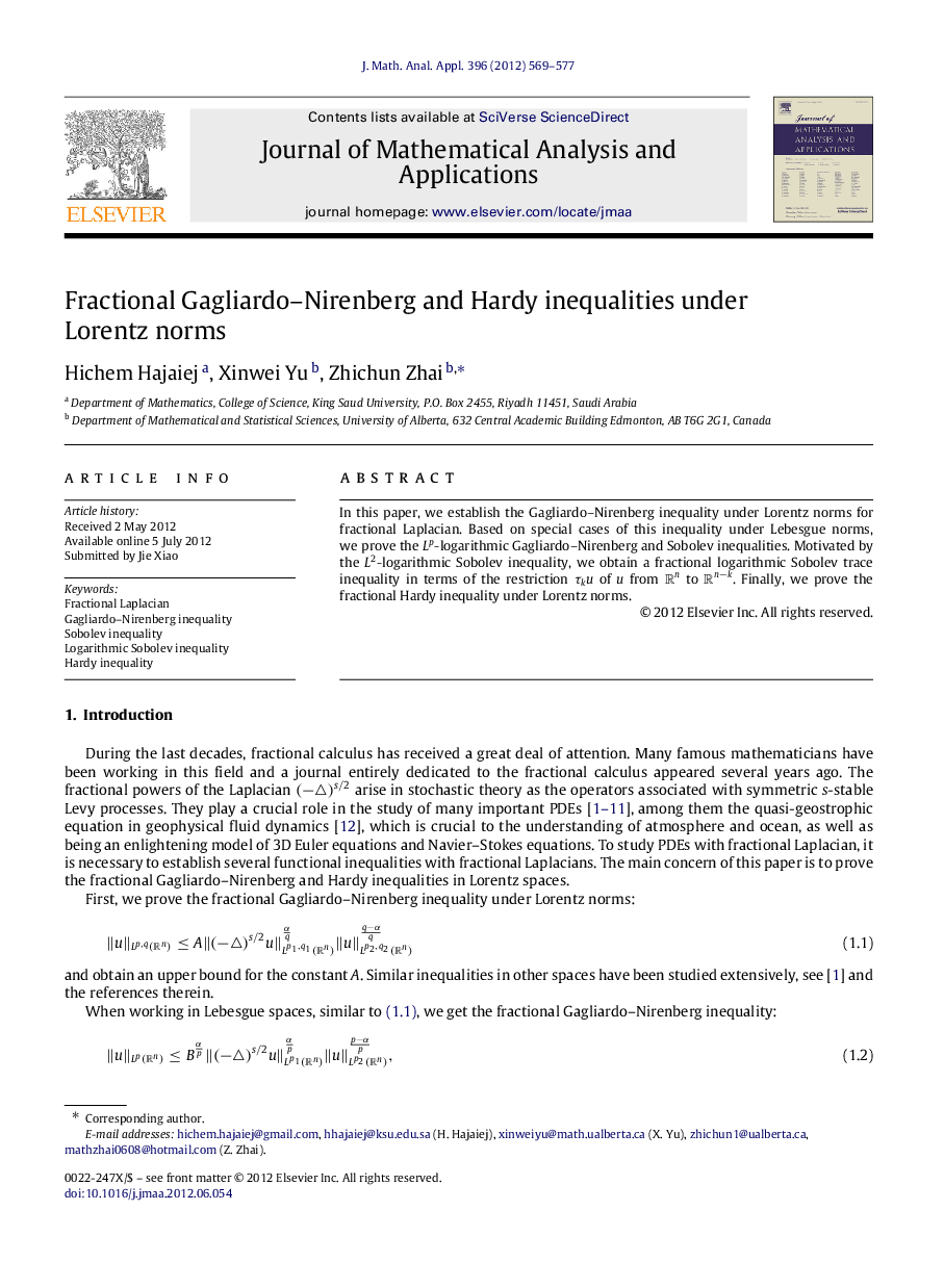 Fractional Gagliardo–Nirenberg and Hardy inequalities under Lorentz norms