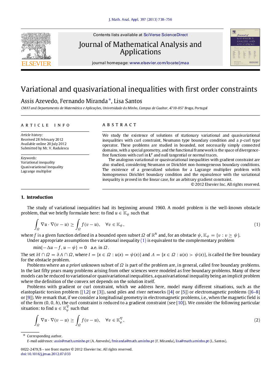 Variational and quasivariational inequalities with first order constraints