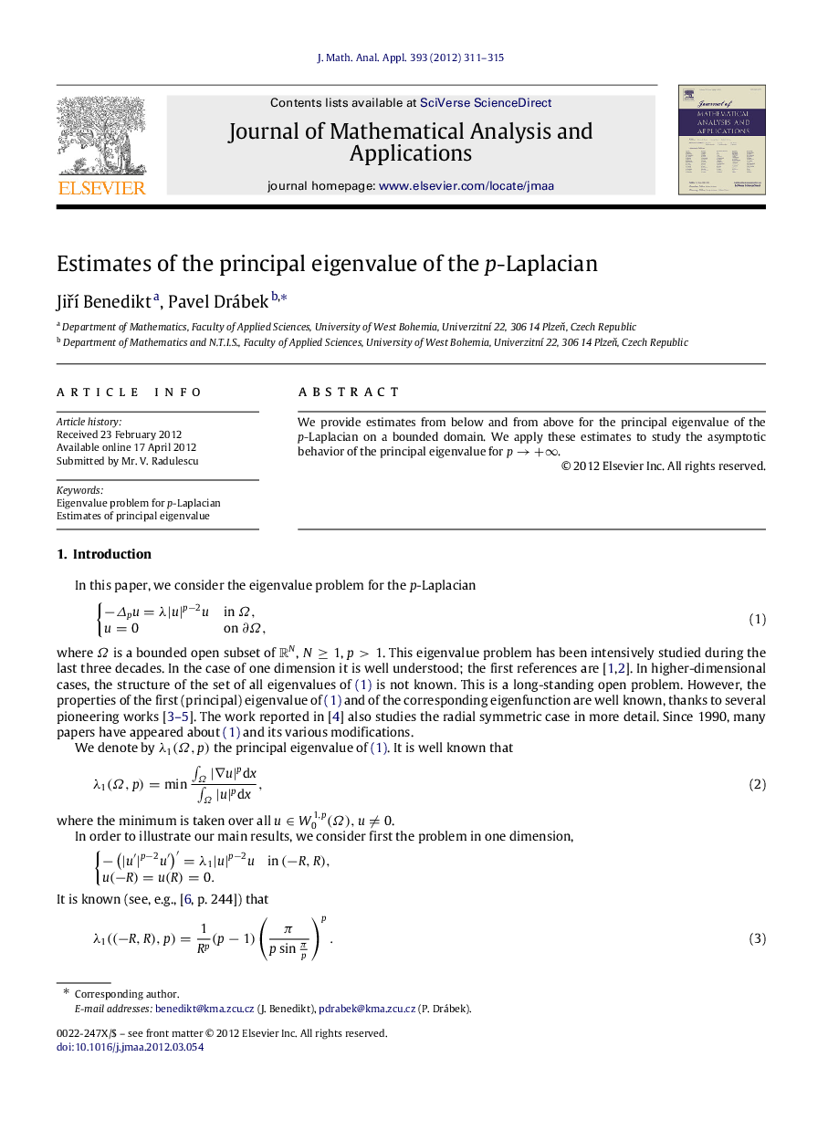 Estimates of the principal eigenvalue of the pp-Laplacian