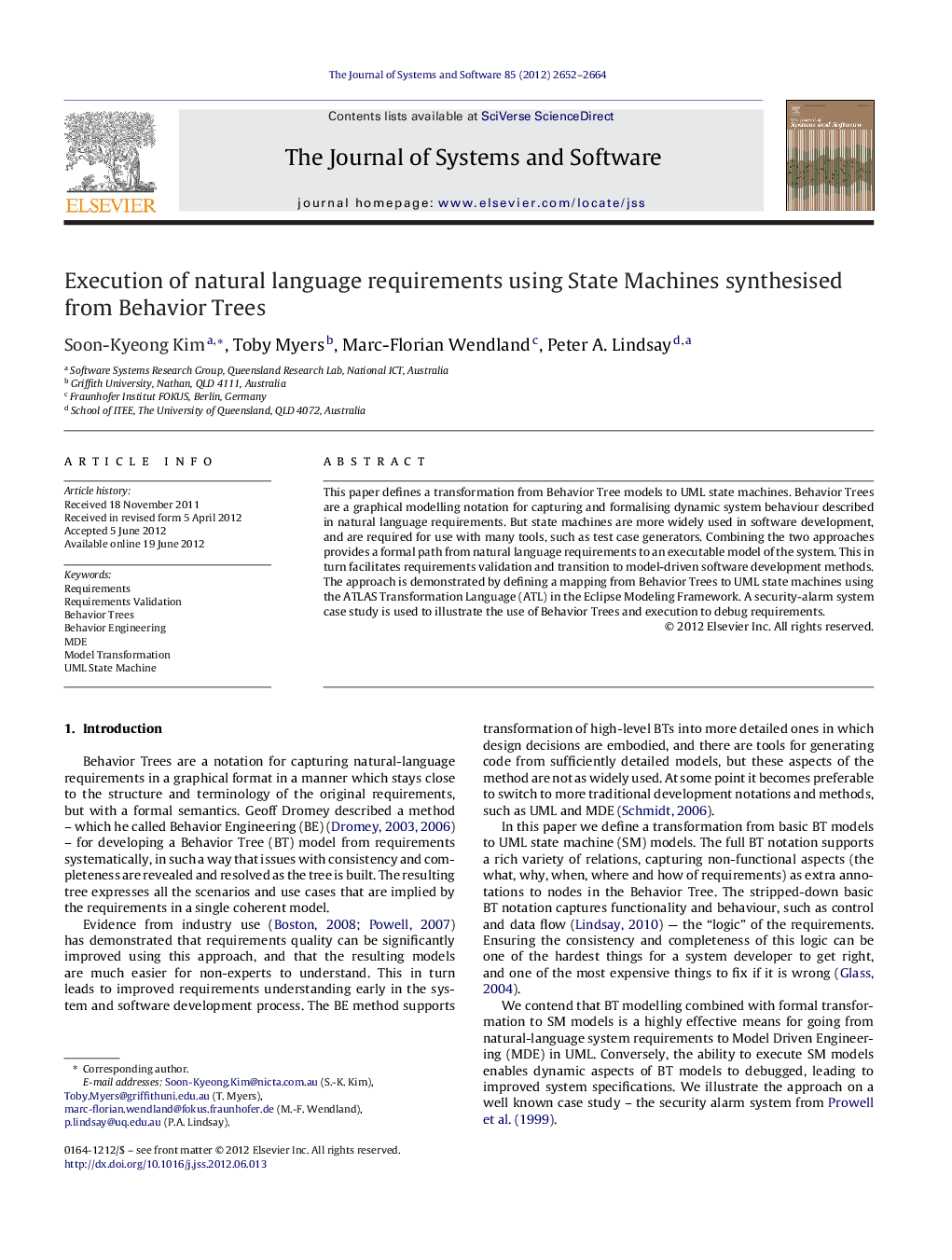 Execution of natural language requirements using State Machines synthesised from Behavior Trees