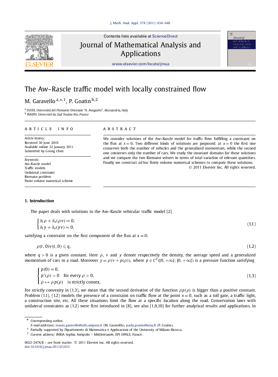 The Aw–Rascle traffic model with locally constrained flow
