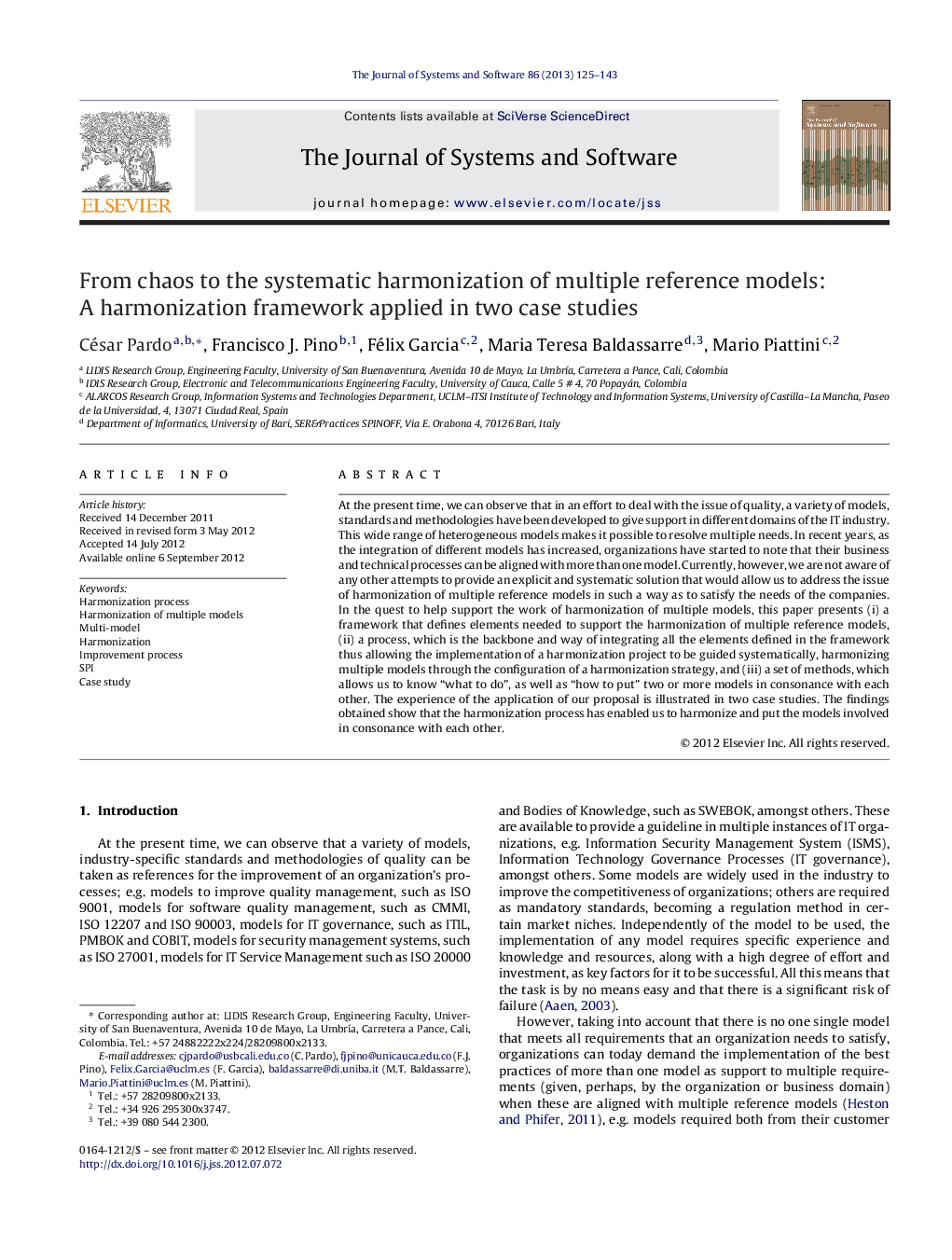 From chaos to the systematic harmonization of multiple reference models: A harmonization framework applied in two case studies