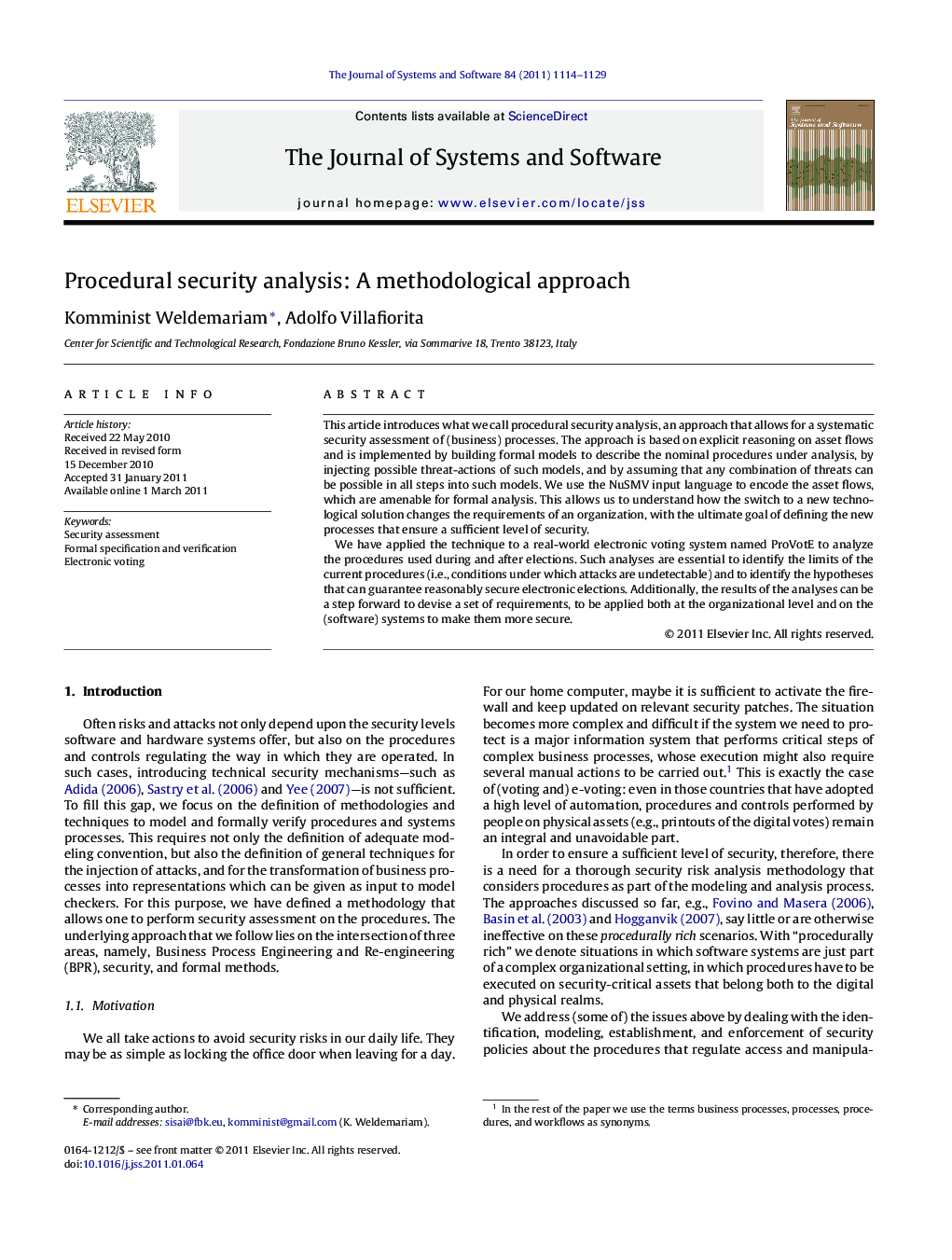 Procedural security analysis: A methodological approach