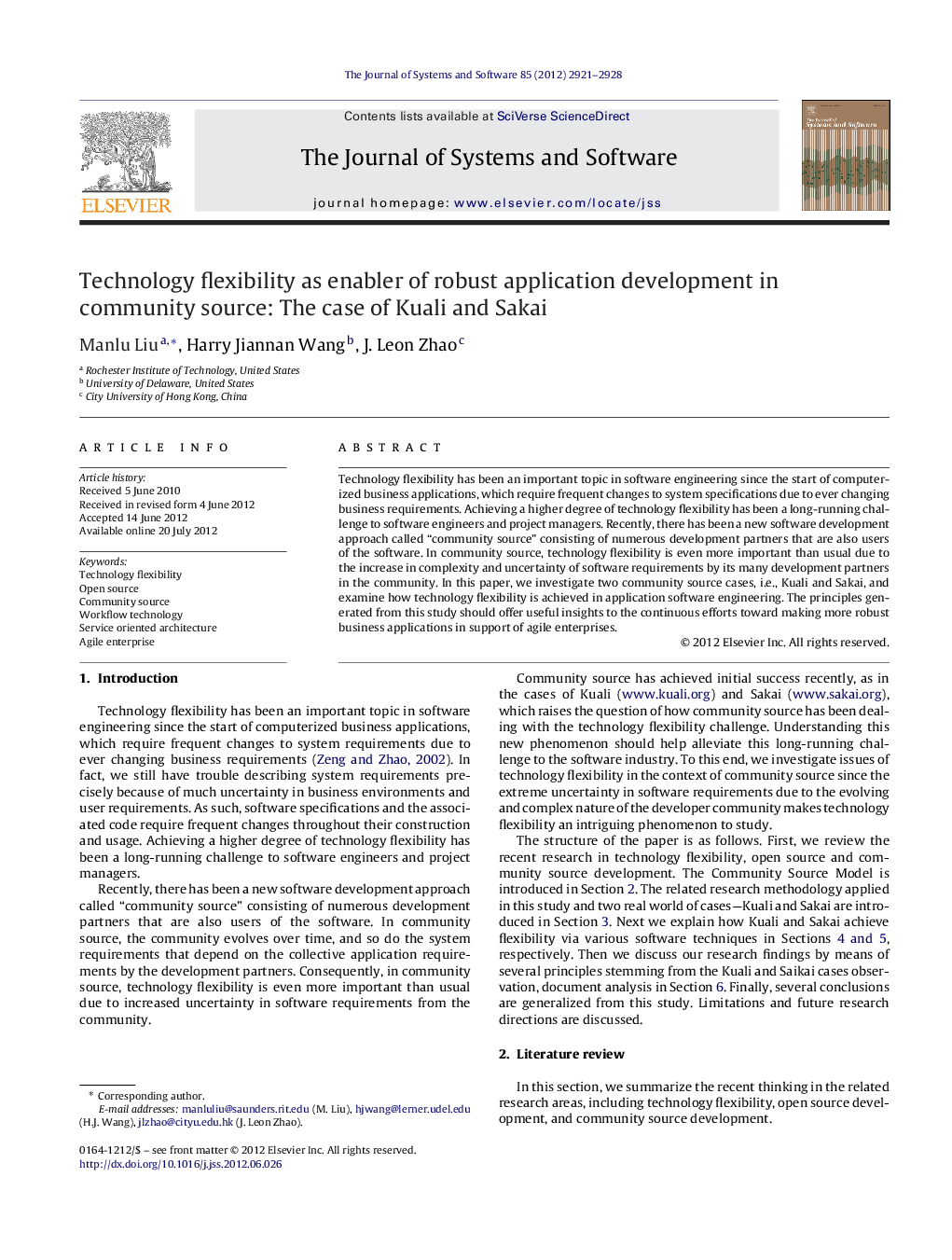 Technology flexibility as enabler of robust application development in community source: The case of Kuali and Sakai