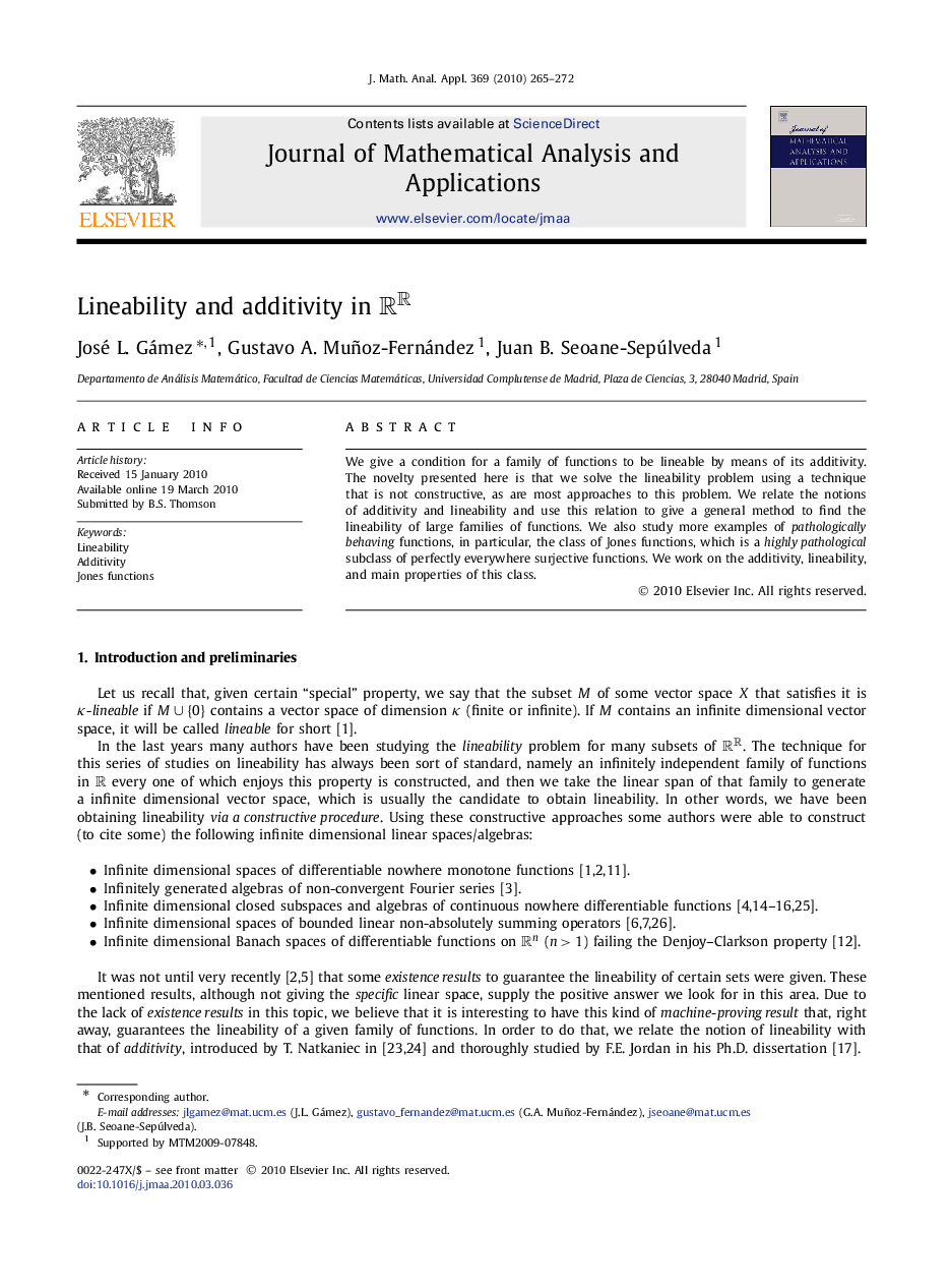 Lineability and additivity in RR