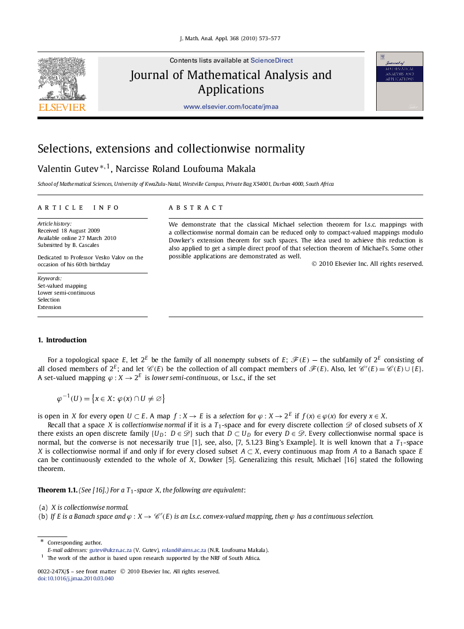 Selections, extensions and collectionwise normality