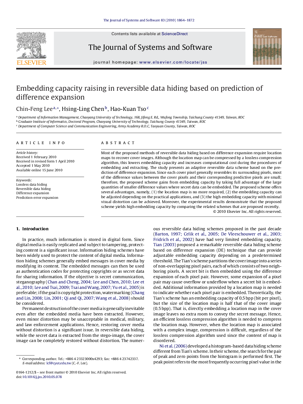 Embedding capacity raising in reversible data hiding based on prediction of difference expansion