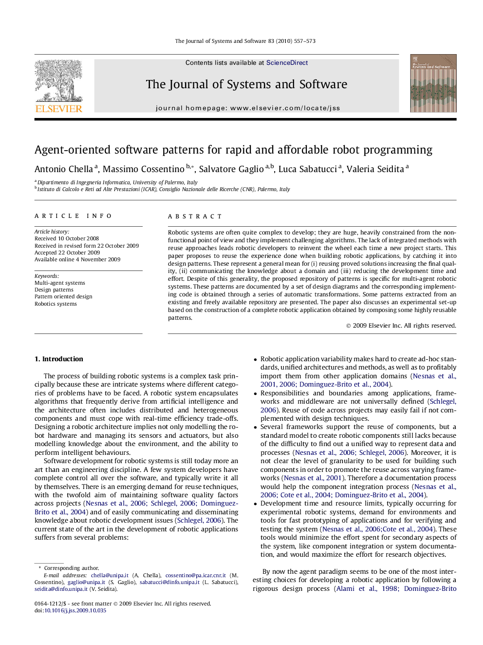 عکس صفحه اول مقاله: Agent-oriented software patterns for rapid and affordable robot programming Agent-oriented software patterns for rapid and affordable robot programming