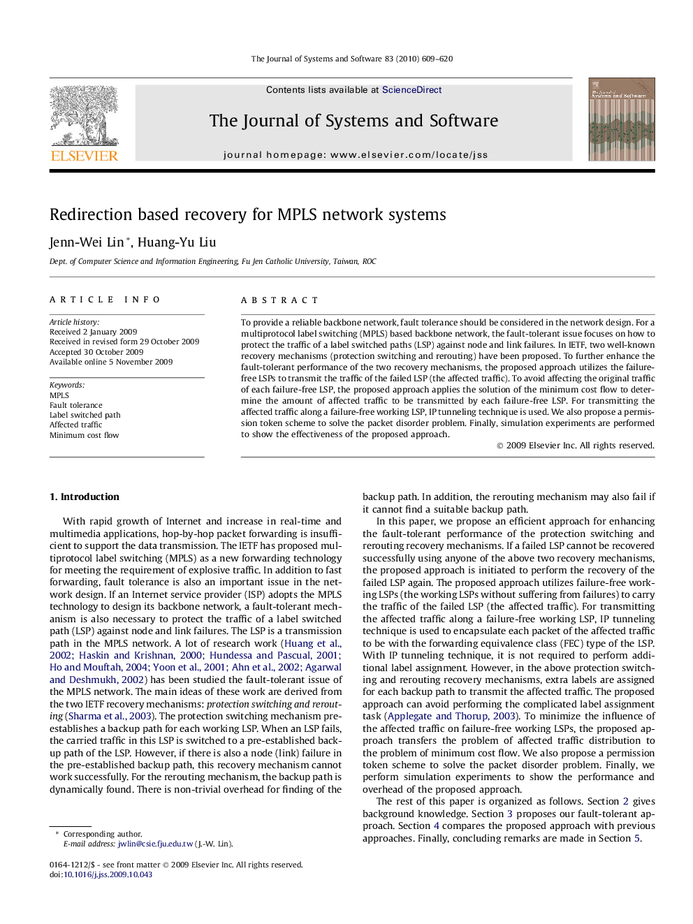 Redirection based recovery for MPLS network systems