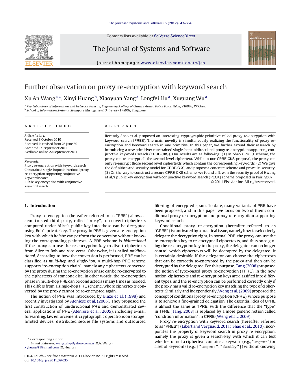 Further observation on proxy re-encryption with keyword search