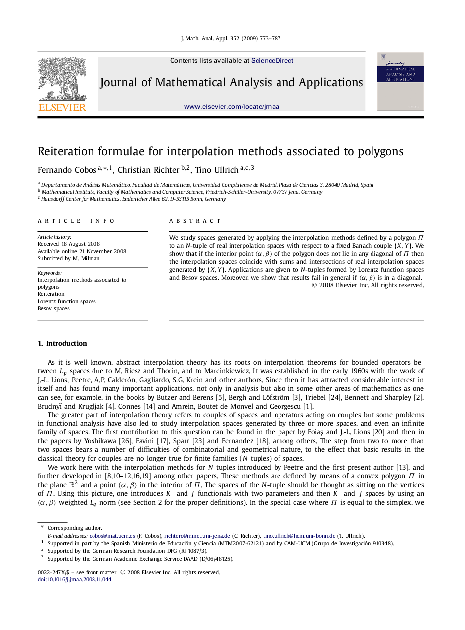 Reiteration formulae for interpolation methods associated to polygons