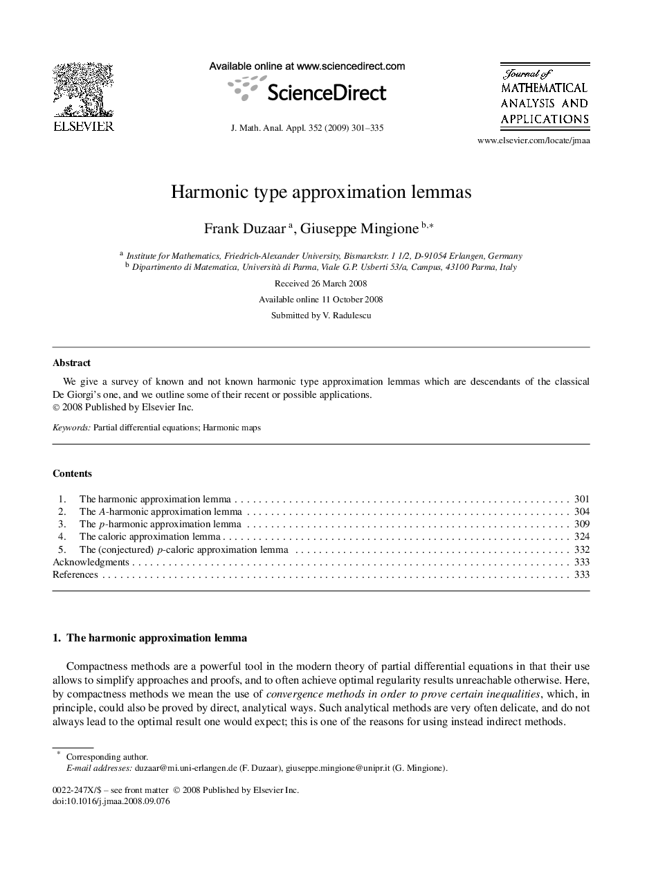 Harmonic type approximation lemmas